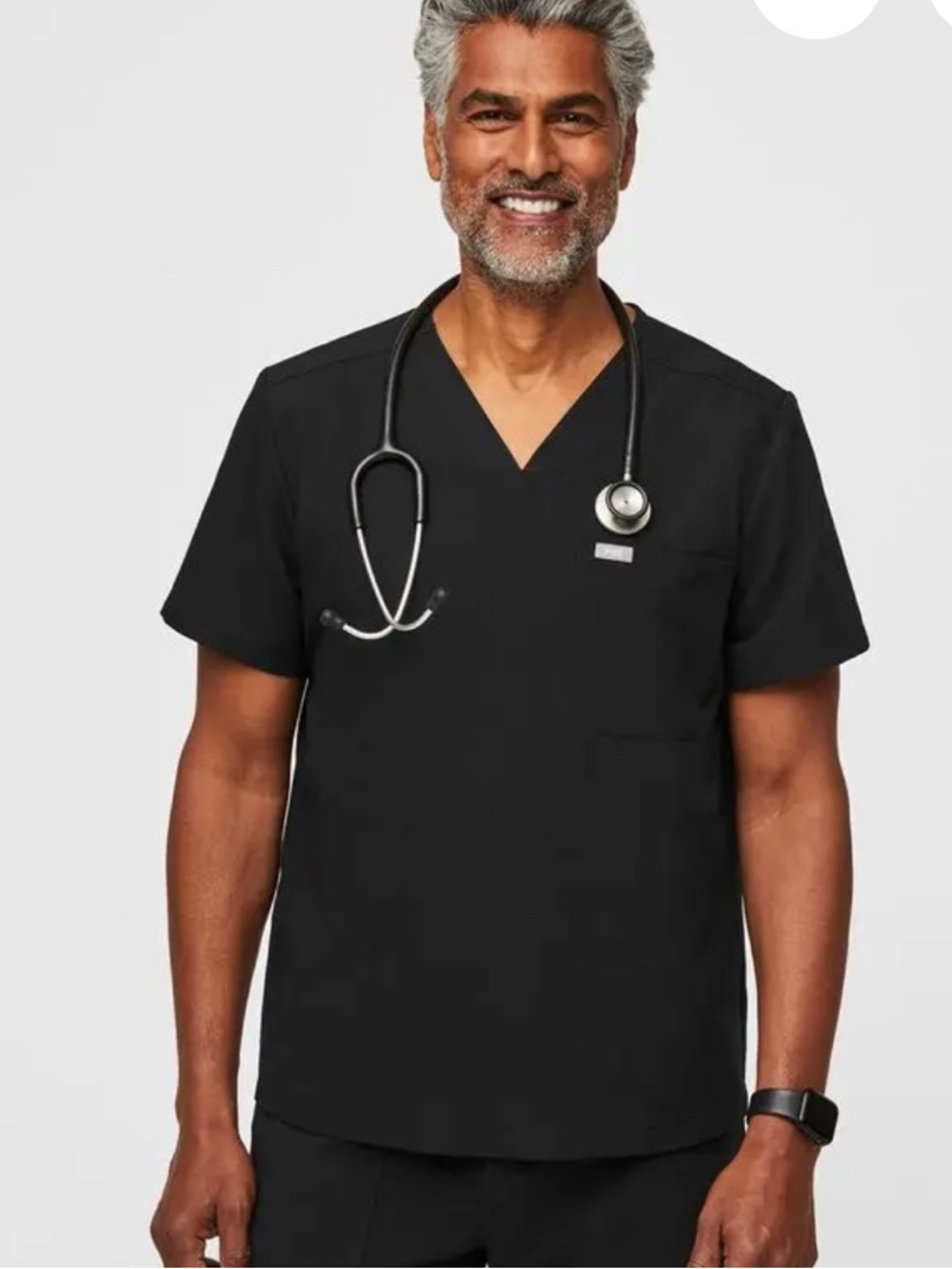 Figs Men’s Black V-Neck Short Sleeve Scrub Top